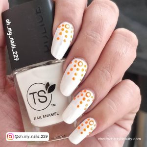 Nail Designs Orange And White With Dotted Patterns