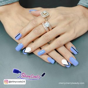 Nail Designs Purple And White With Symetrical Lines