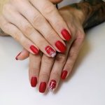 Nail Designs Red And Silver On Ring Finger