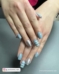 Nail Designs With Silver Glitter And White Lines