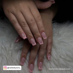 Nails Acrylic Short With Light Pink Tips