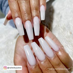 Nails Outlined In White In Long Length