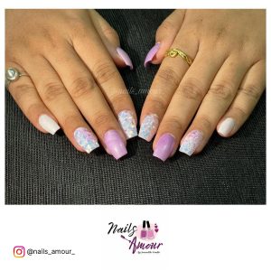 Nails Purple And White For A Minimalistic Look