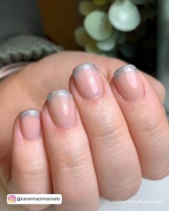 Nails Silver Tips With Clear Base Coat