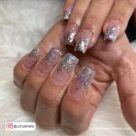 Ombre Silver Nails With Clear Base
