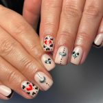 Pink And Black Valentine Day Nail Art For Short Nails