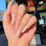 Pink And White Acrylic Nails With Lines