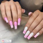 Pink And White Flame Nails For A Fun Look