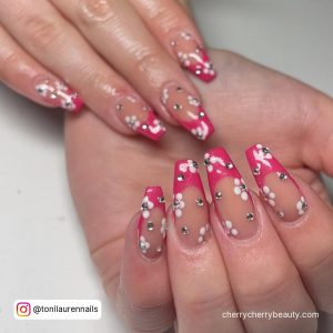 Pink And White Flower Nail Designs For A Fun Look