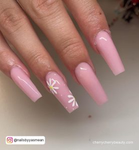 Pink And White Flower Nail Designs For Summers