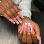 Pink Long Acrylic Nails With White Tips