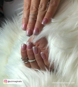 Pink Silver Ombre Nails For Short Length