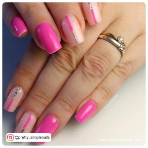Pink With Silver Nails And Lines In The Middle