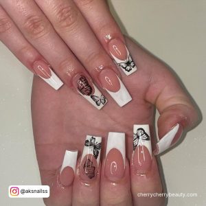 Popular Acrylic Nails Coffin In Black And White