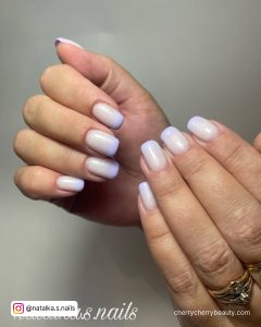 Purple And White Coffin Nails In Light Shade