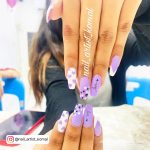 Purple Black And White Nail Designs With Hearts