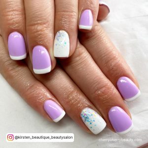 Purple Nails With White Tips For A Simple Look