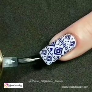 Purple White Nails With Unique Design