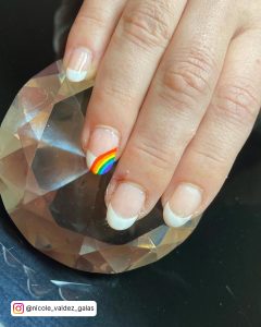 Rainbow Summer Nails Design White Tips Over Marble