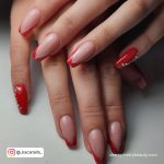 Red Silver Nails With Diamonds