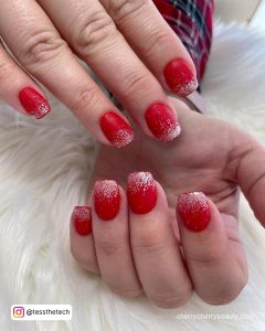 Red Silver Ombre Nails On Short Length