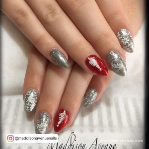 Red White And Silver Christmas Nails For This Season