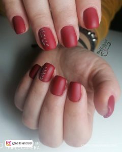 Red With Silver Nails In Matte Finish