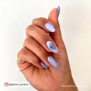 Round Tip Lilac Nails With Black Lips Nail Sticker