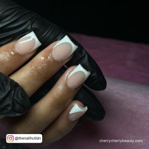 Short Natural Acrylic Nails In Coffin Shape