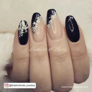Silver And Black Nail Ideas With Design