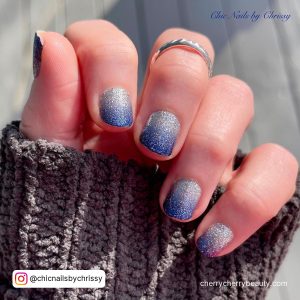 Silver Blue Nail Polish On Short Nails