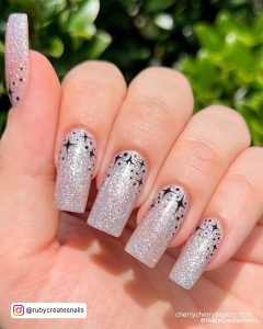 Silver Glitter Nail Designs With Stars