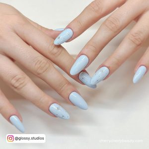 Silver Nail With Light Blue Combination