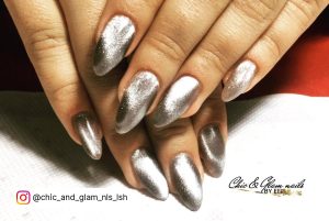 Silver Nails Acrylic With Chrome Finish
