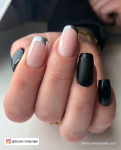 Silver Nails Ideas With Black Combination