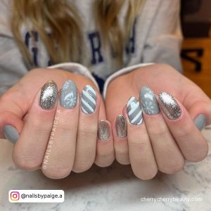 Silver Sparkle Nail Polish With Lines