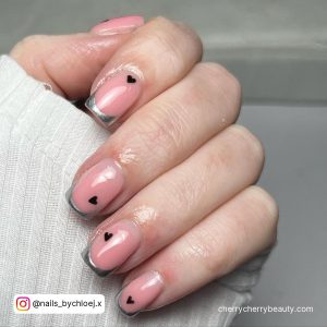 Silver Tip Nail Designs With Black Hearts