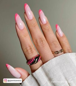 Soft Pink Acrylic Nails With Dark Pink Tips