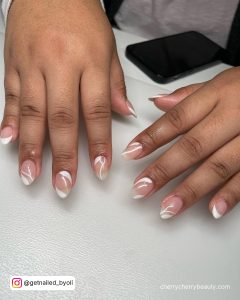 Swirl Nails White For Oval Shapes
