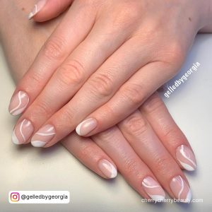 Swirl Nails White Oval Shape And Simple