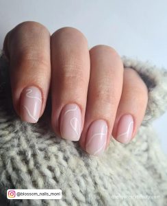Swirl Nails White With Thin Lines