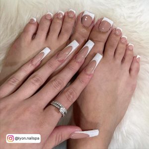 White Acrylic Nails Long In French Manicure Design