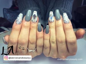 White And Gray Nail Designs For Diy