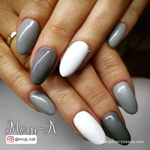 White And Gray Nails In Different Shades