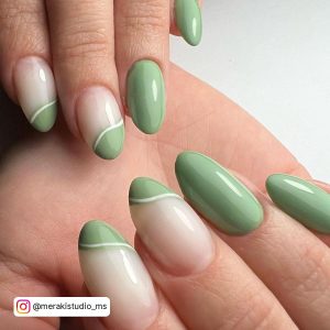 White And Green Nails For A Chic Look