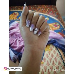 White And Light Purple Nails