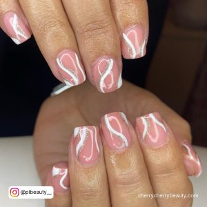 White And Silver Swirl Nails For Parties