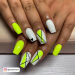 White And Yellow Nail Designs In Abstract Design