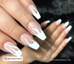 White Flame Acrylic Nails For A Fun Look