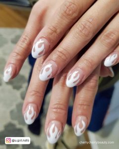 White Flame Nail Art For A Simple Look